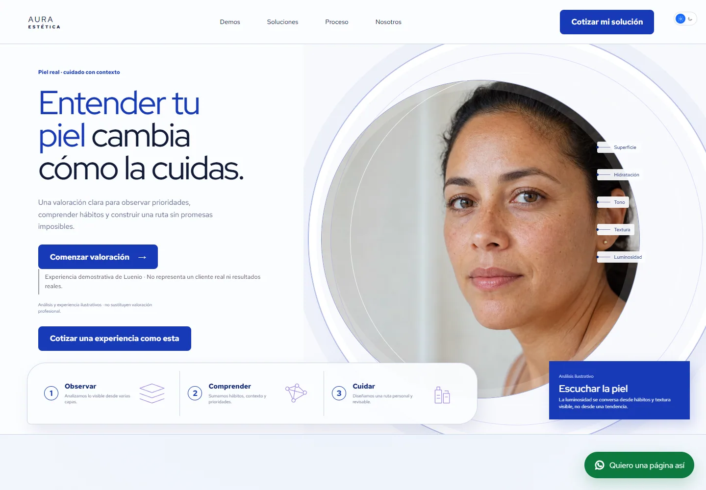 Vista ilustrativa de una experiencia para estéticas