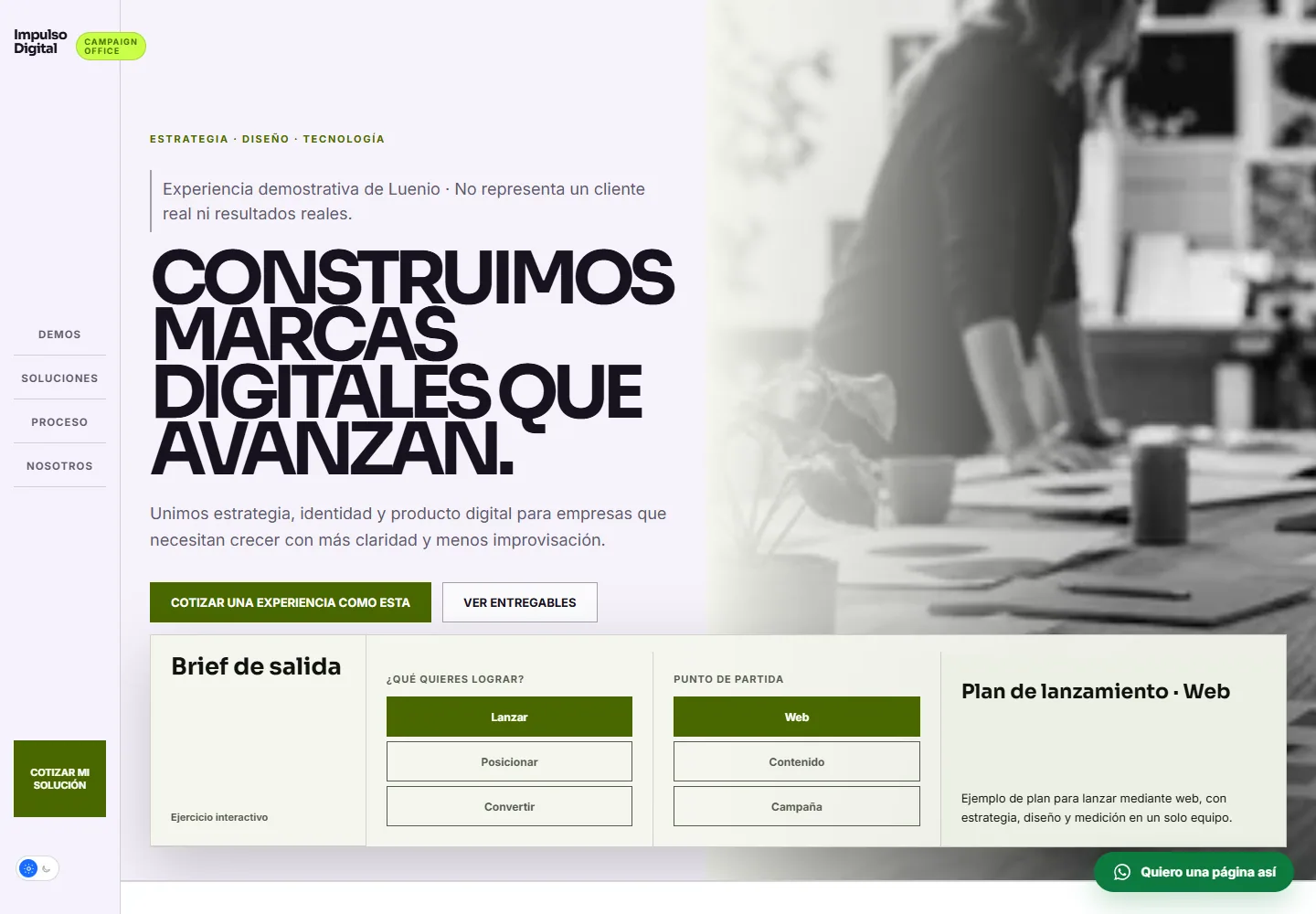 Captura de la demo ficticia para agencias