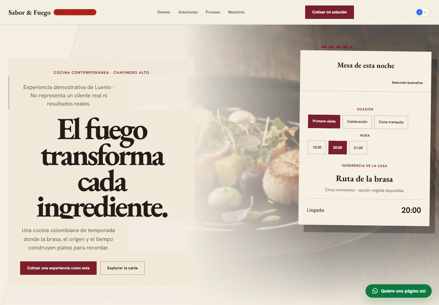 Vista ilustrativa de una experiencia para restaurantes